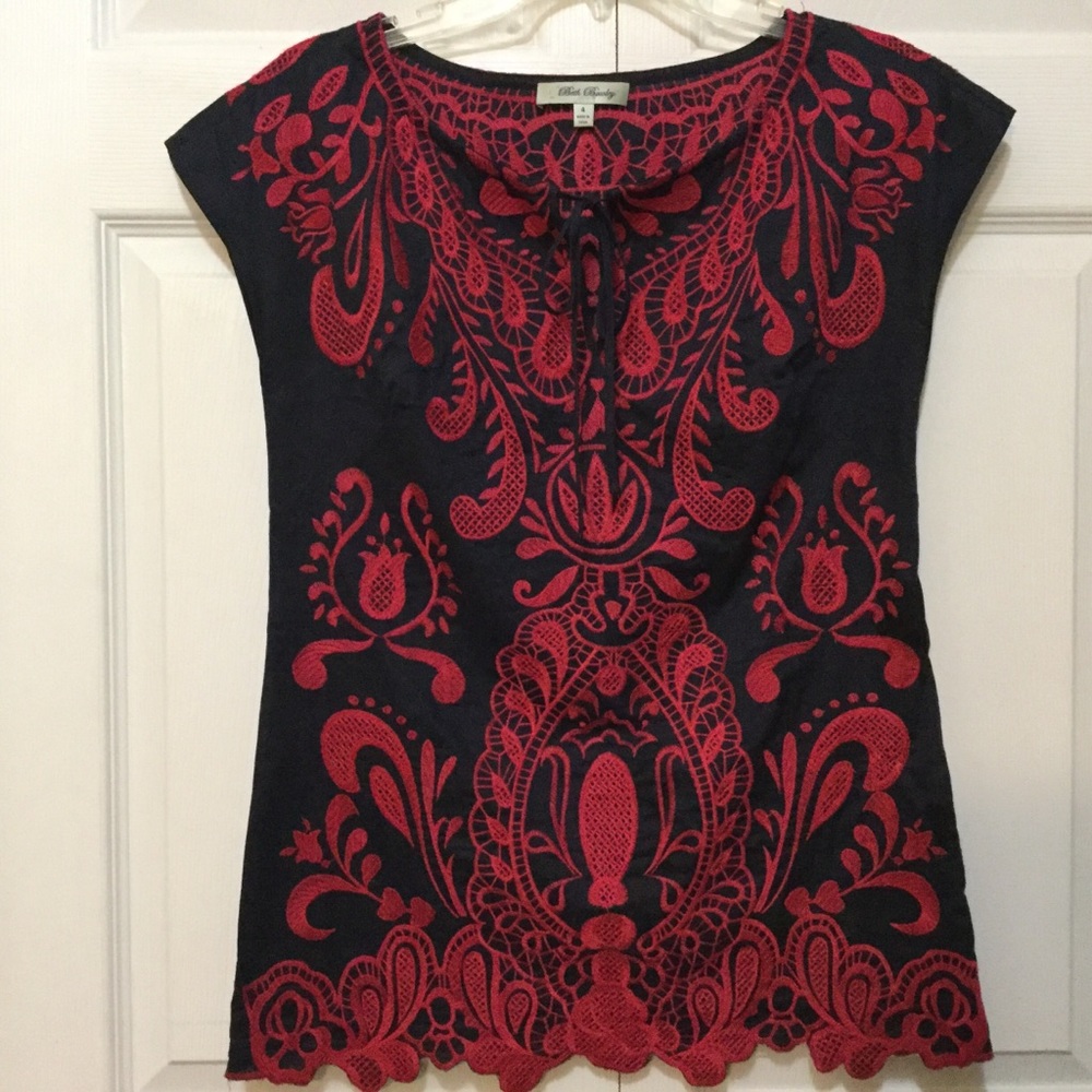 Anthropologie Beth Bowley Embroidered Boho Tunic Top